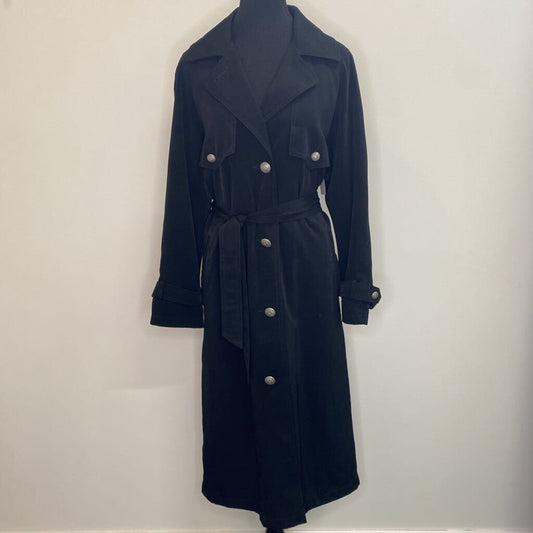 JUNIOR GALLERY - BLACK BUTTONED TRENCH COAT