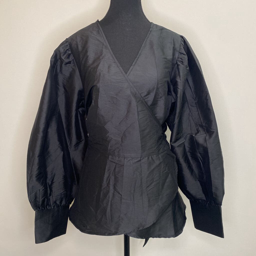 VERA MODA - BLACK L/S WRAP PEPLUM BLOUSE