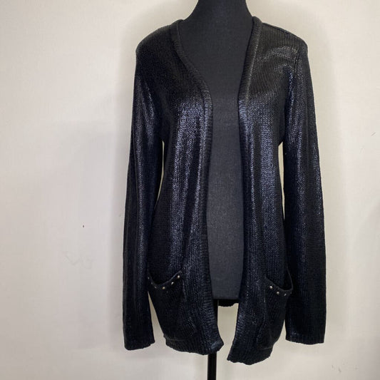 INSPIRED STYLE - BLACK GLOSSY KNIT CARDIGAN