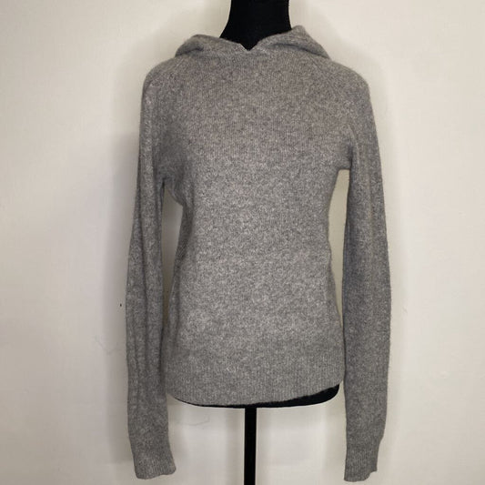 BABATON - GREY 100% CASHMERE HOODED SWEATER