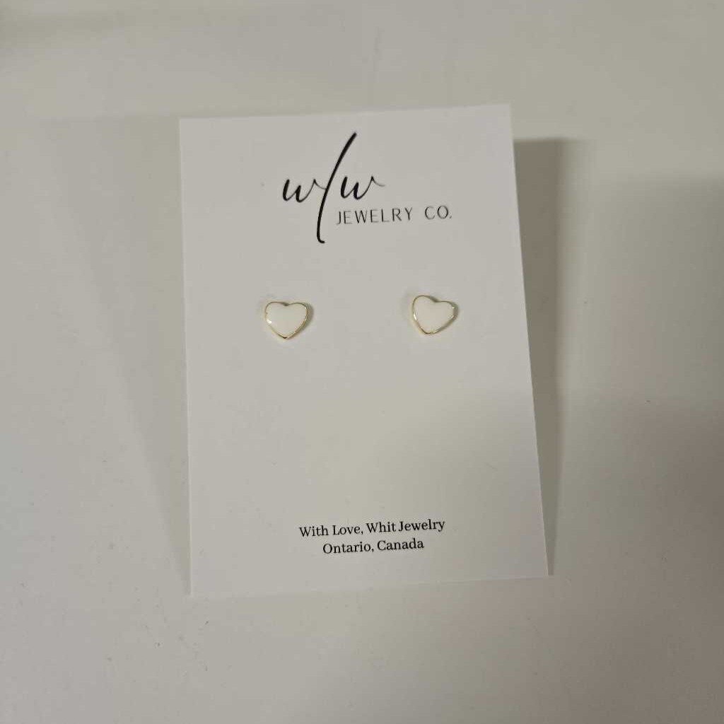 Gold Filled White Enamel Hearts