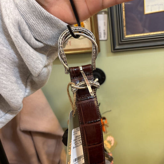 BRIGHTON - WESTERN CROC LEATHER BELT WITH SILVER BUCKLE