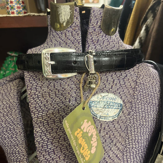 BRIGHTON - CROC LEATHER GOLFERS BELT WITH CHARMS