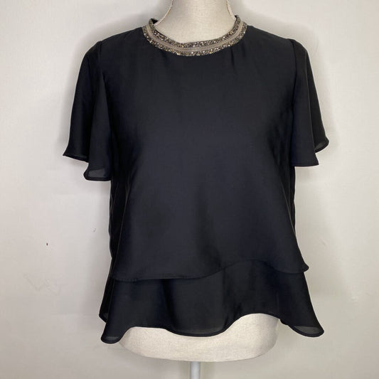ZARA - BLACK BEADED COLLAR TOP