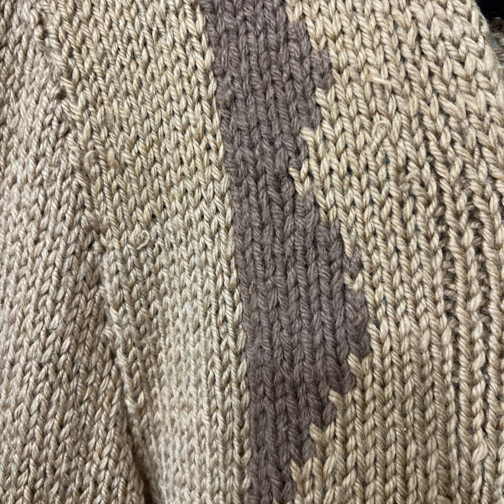 VINTAGE BEIGE FULL ZIP LONG SLEEVE SWEATER