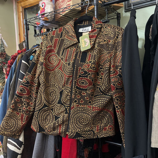 VINTAGE RIBKOFF TRENDS - PATTERNED FULL ZIPPERED BLAZER