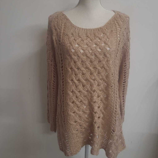 BEIGE OPEN WEAVE SWEATER