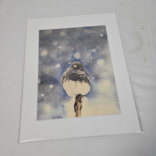 CHICKADEE IN THE SNOW 11"x14" WATERCOLOUR