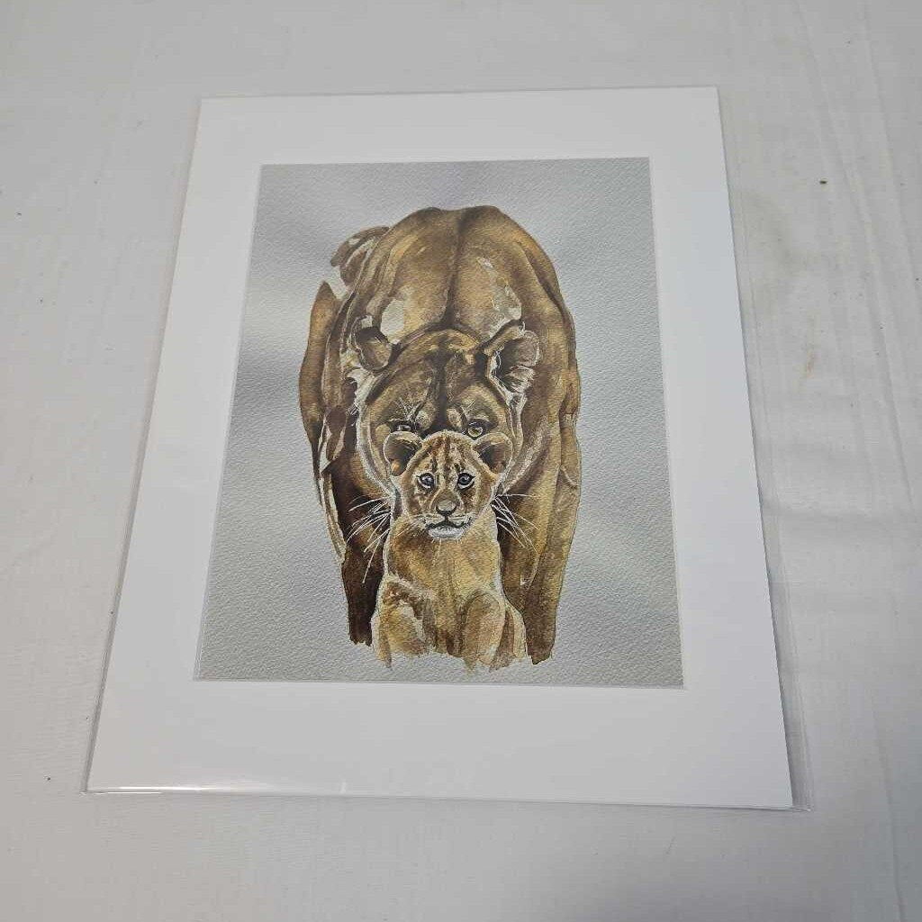 COUGAR AND CUB 11"x14" WATERCOLOUR