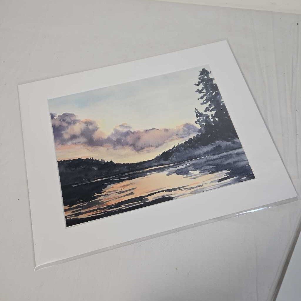 SUN SET ON A LAKE 11"x14" WATERCOLOUR