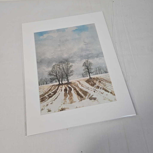 SNOW ON FEILD 11"x14" WATERCOLOUR