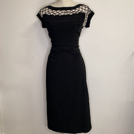 TATYANA - BLACK S/S MIDI CUTOUT DRESS W/ BOW