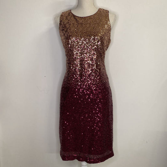 CLEO - RED/GOLD OMBRE SEQUINED SLEEVELESS MIDI DRESS