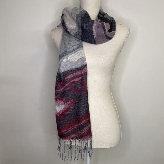 CLEO - GREY/BURGUNDY SWIRL SCARF