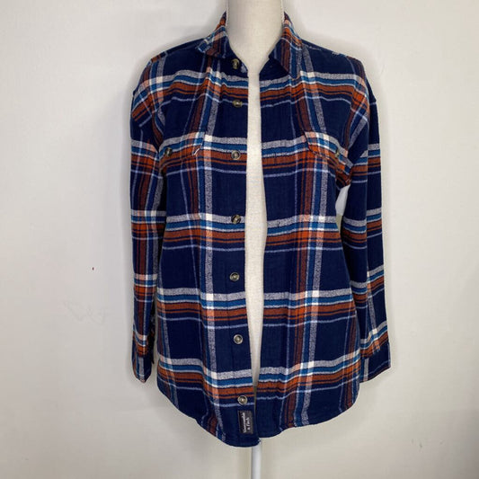 ABERCROMBIE & FITCH - BLUE/ORANGE BUTTON-UP FLANNEL