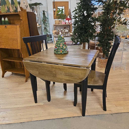 NEWLY REFINISHED DROP LEAF TABLE + 2 CHAIRS