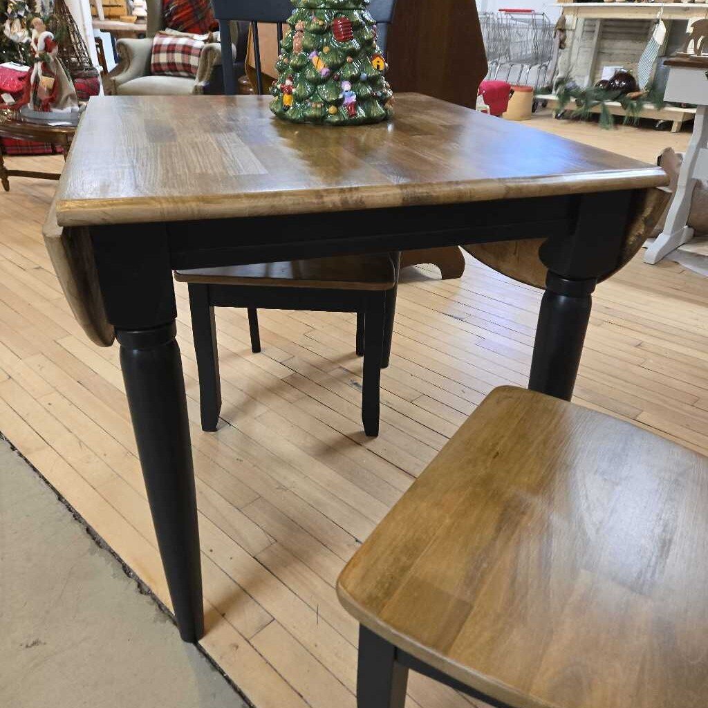 NEWLY REFINISHED DROP LEAF TABLE + 2 CHAIRS