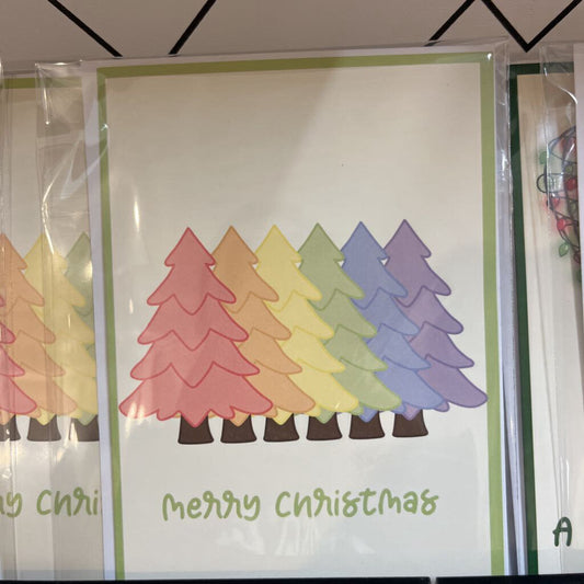 MERRY CHRISTMAS RAINBOW TREES CARD