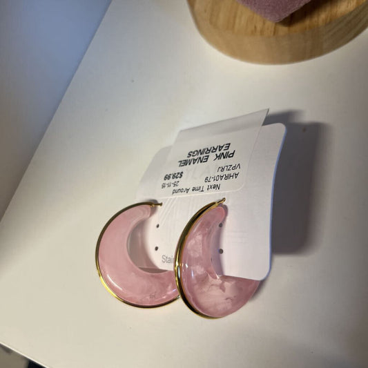 PINK ENAMEL EARRINGS