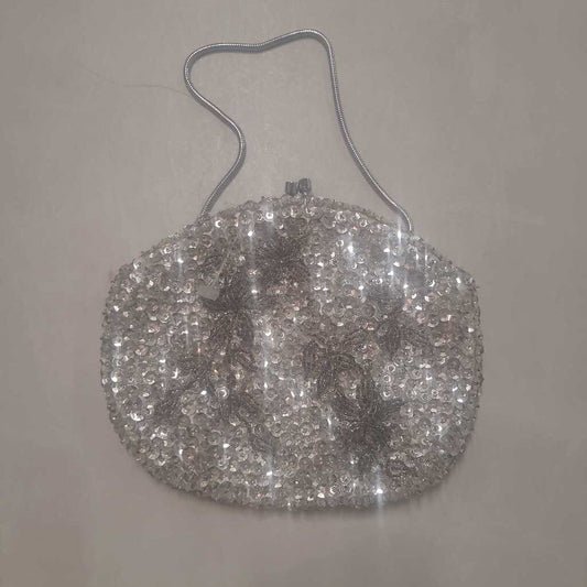VINTAGE SILVER BEADED BAG