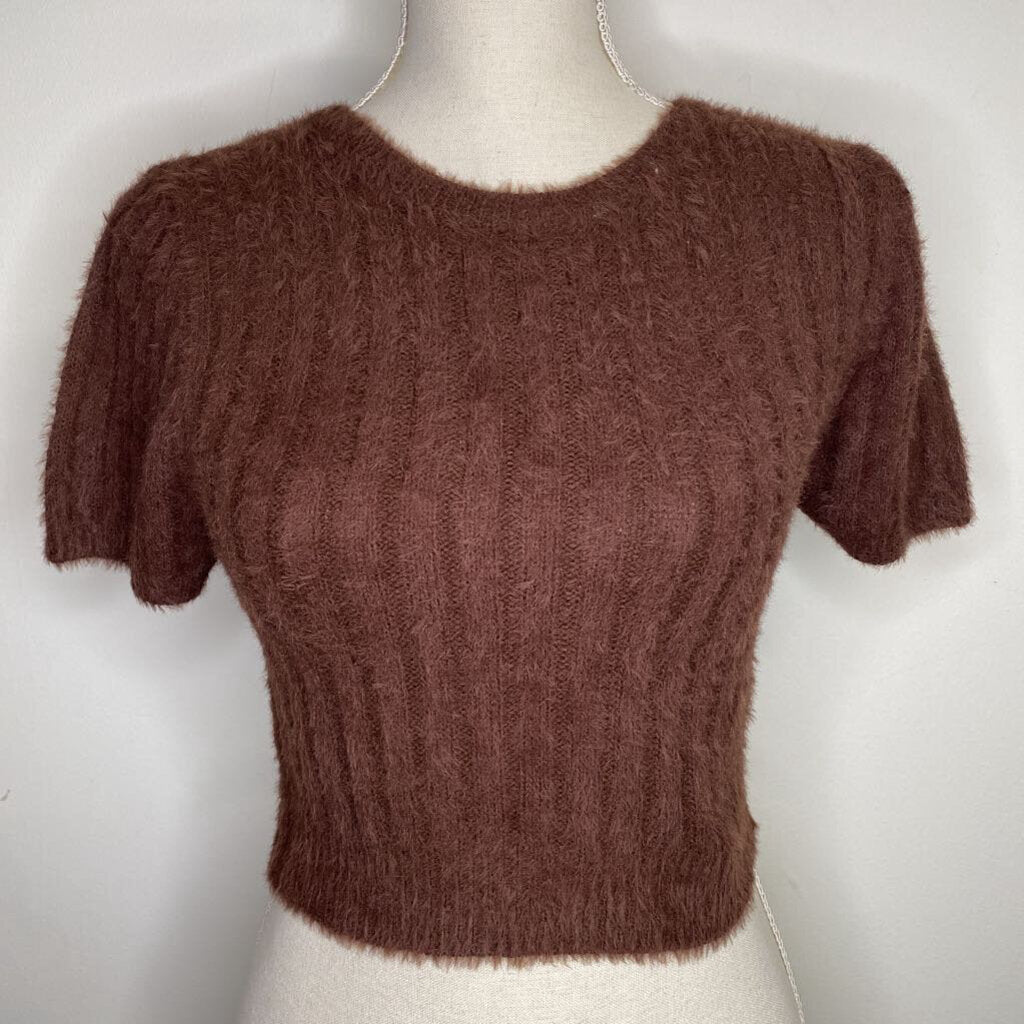 ZARA - BROWN S/S FUZZY TOP