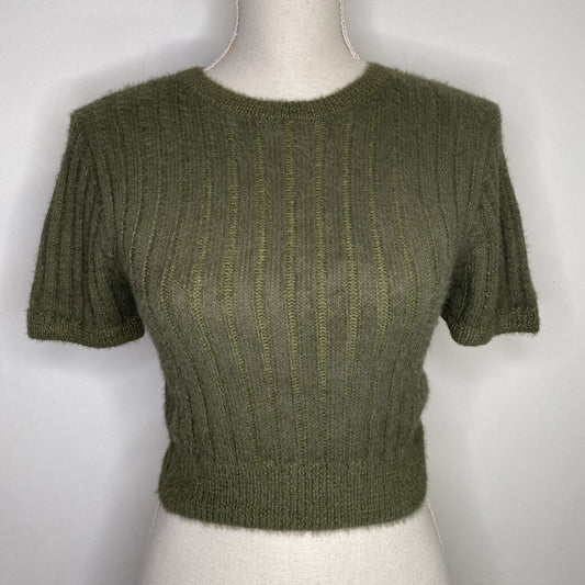 ZARA - GREEN S/S FUZZY TOP