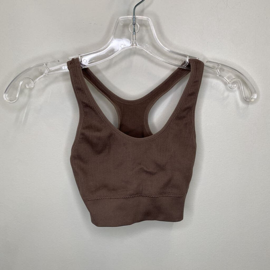 AERIE - BROWN RIBBED SPORTS BRA