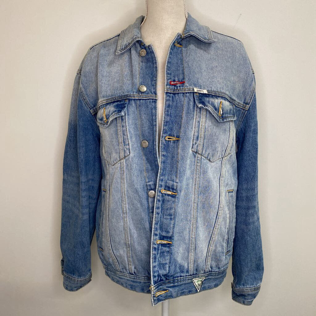 GUESS JEANS - EMBROIDERED "GUESS JEANS" LIGHT WASH DENIM JACKET
