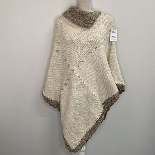 *NWT* ARTESANATO - CREAM/BROWN KNIT PONCHO