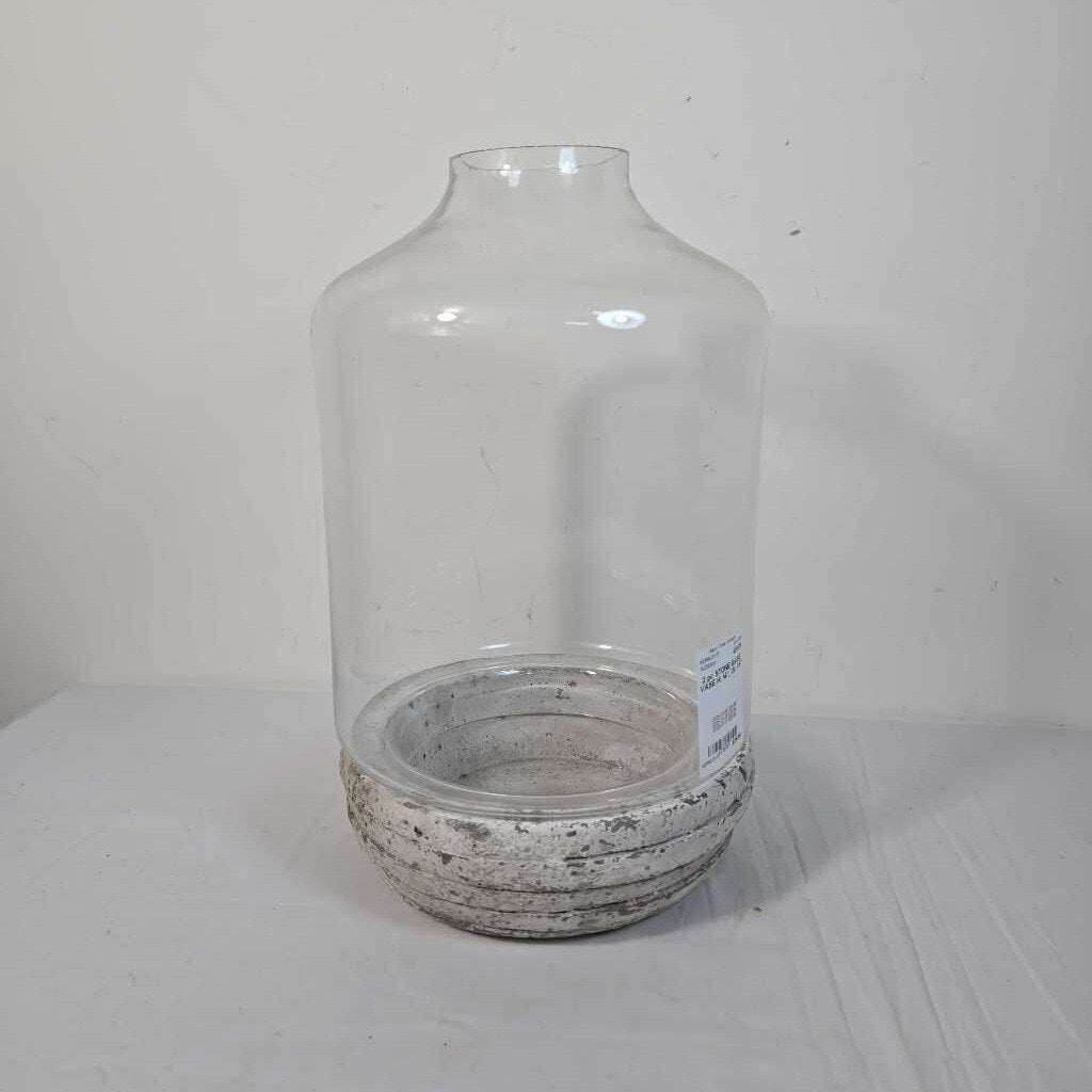 2 pc STONE BASE VASE