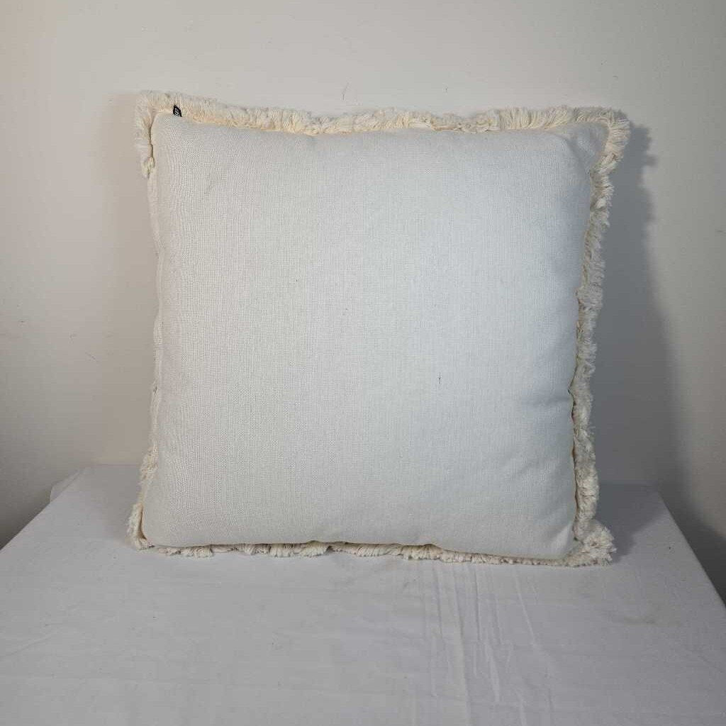 CREAM/BROWN FRINGE PILLOW