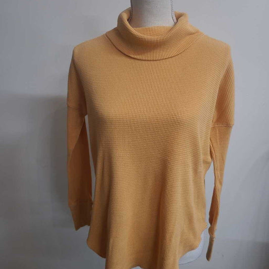 ORANGE THERMAL KNIT COWL NECK