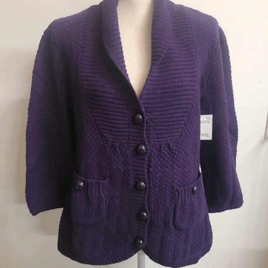 PURPLE BUTTON UP SWEATER