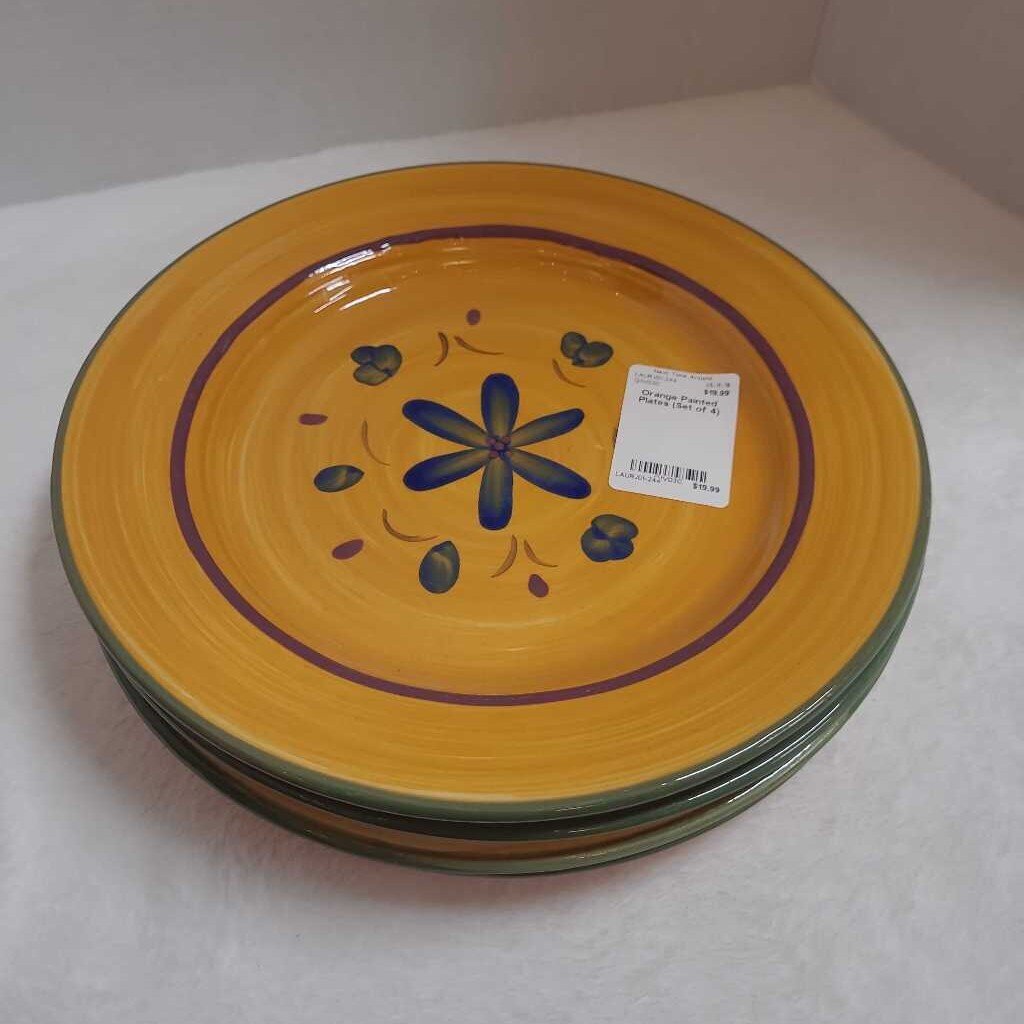 Orange Painted Plates (Set of 4)