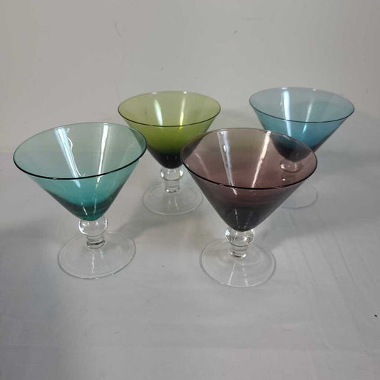 S/4 BOMBAY COLOUR MARTINI GLASSES