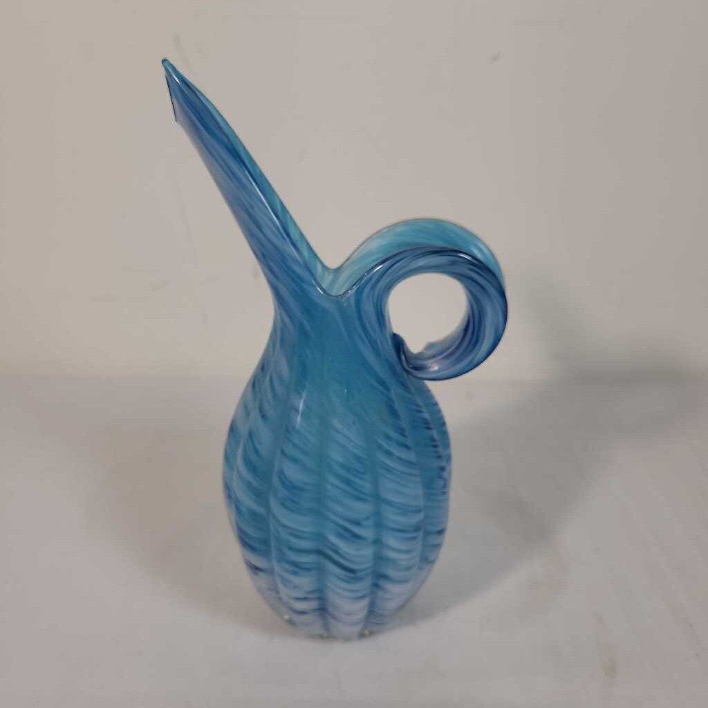 VTG LEFTON BLUE SWIRL HAND BLOWN VASE