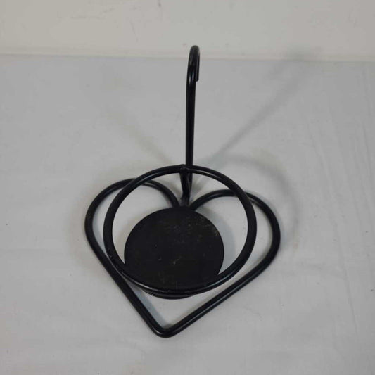 BLACK METAL HEART CANDLE HOLDER