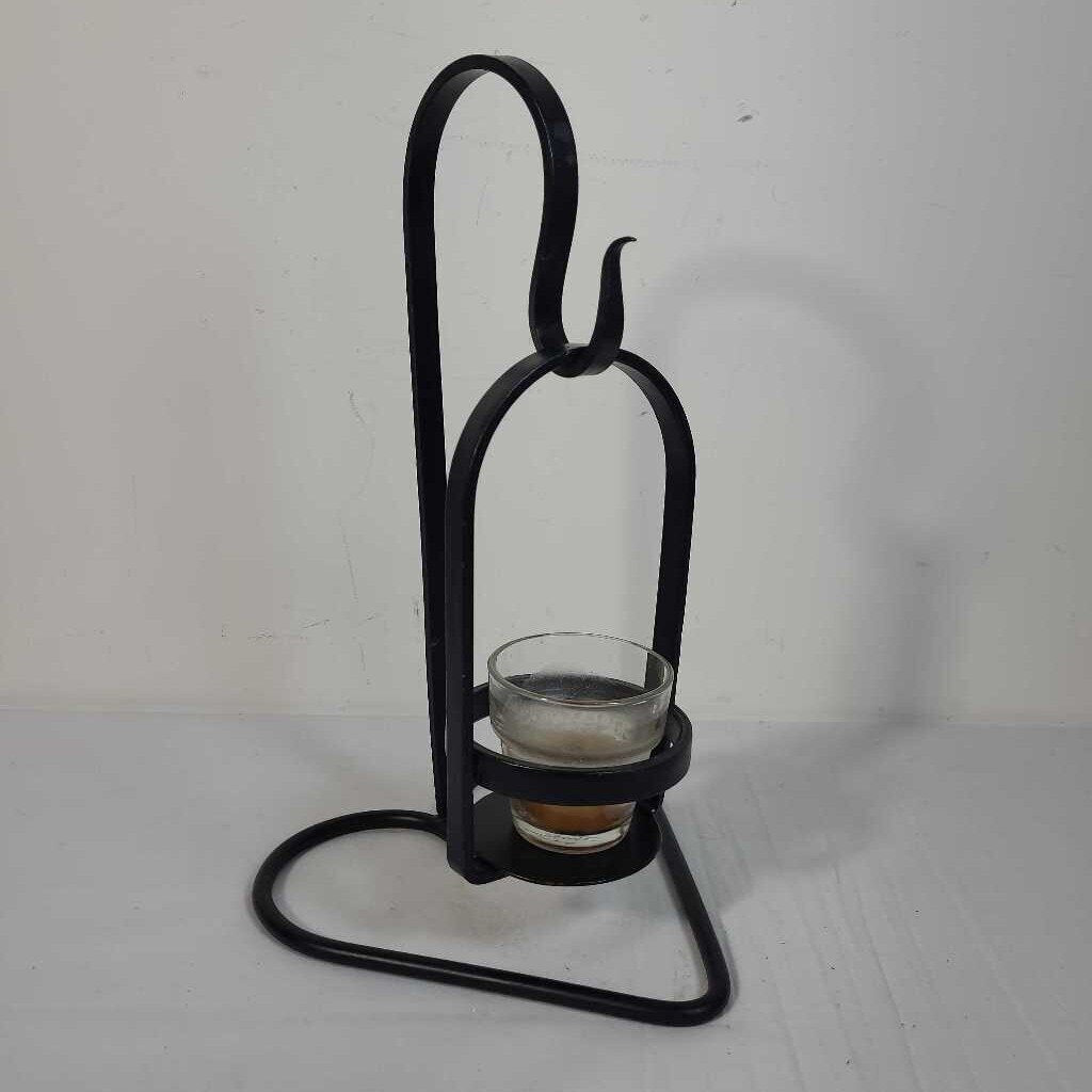 2pc BLACK IRON HEART CANDLE HOLDER