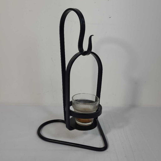 2pc BLACK IRON HEART CANDLE HOLDER