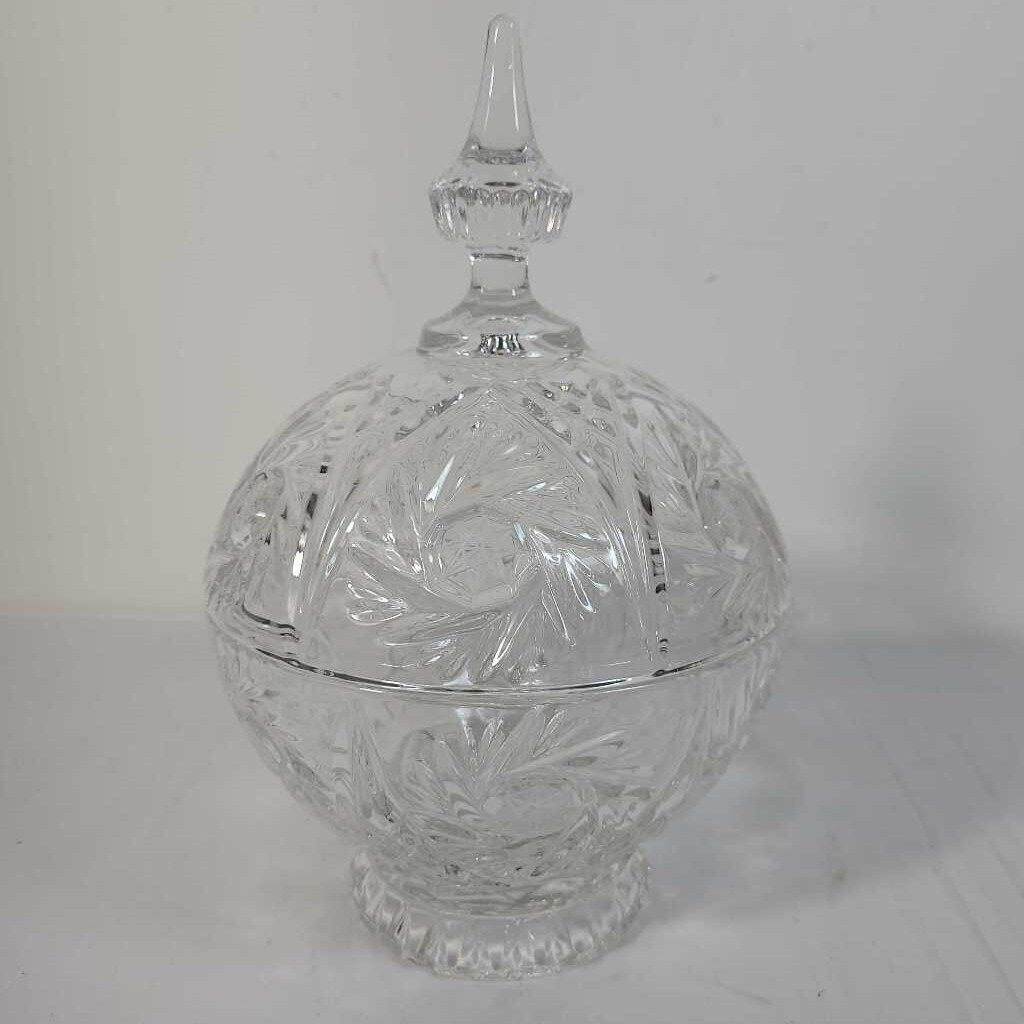 PINWHEEL CRYSTAL LIDDED CANDY DISH