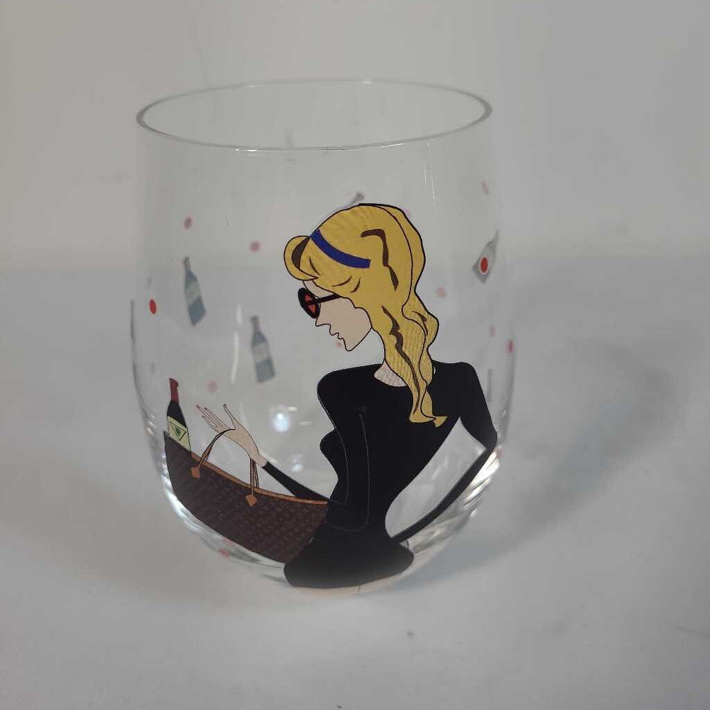 WINE BOTTLE STEMLESS WINE GLASS