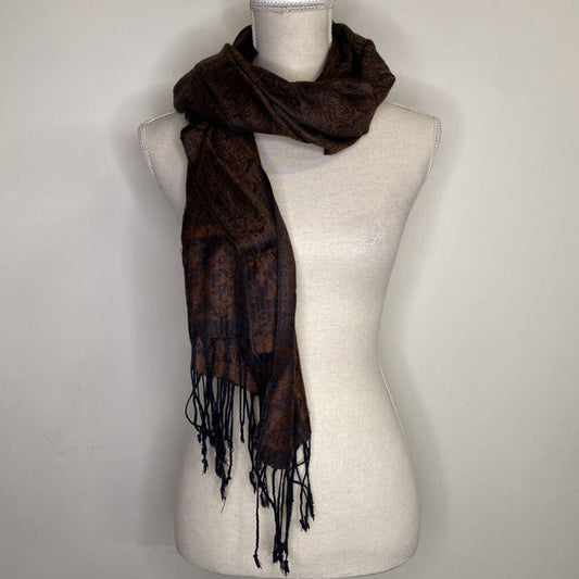 BROWN/BLACK SCARF W/ FRINGE