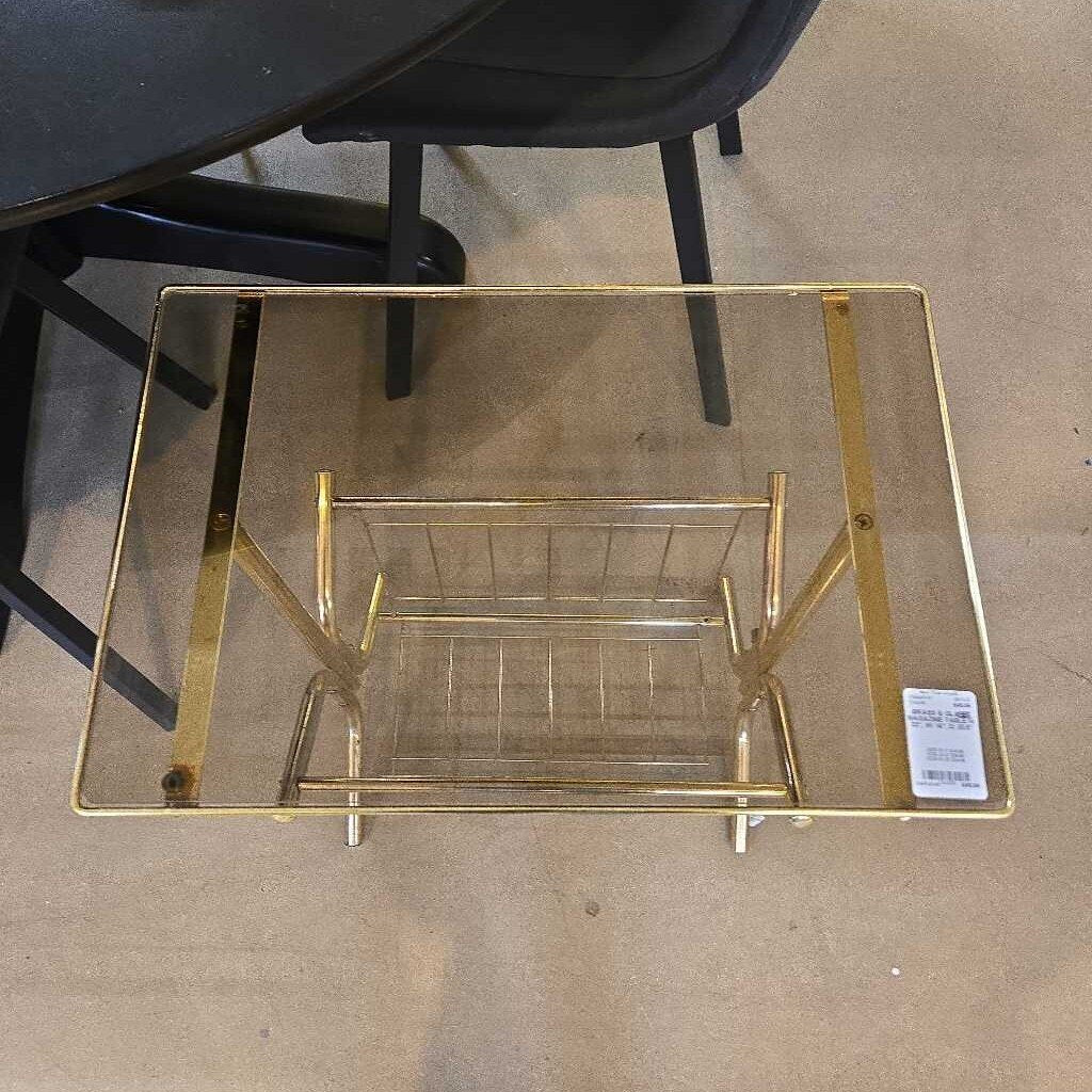 BRASS & GLASS MAGAZINE TABLE