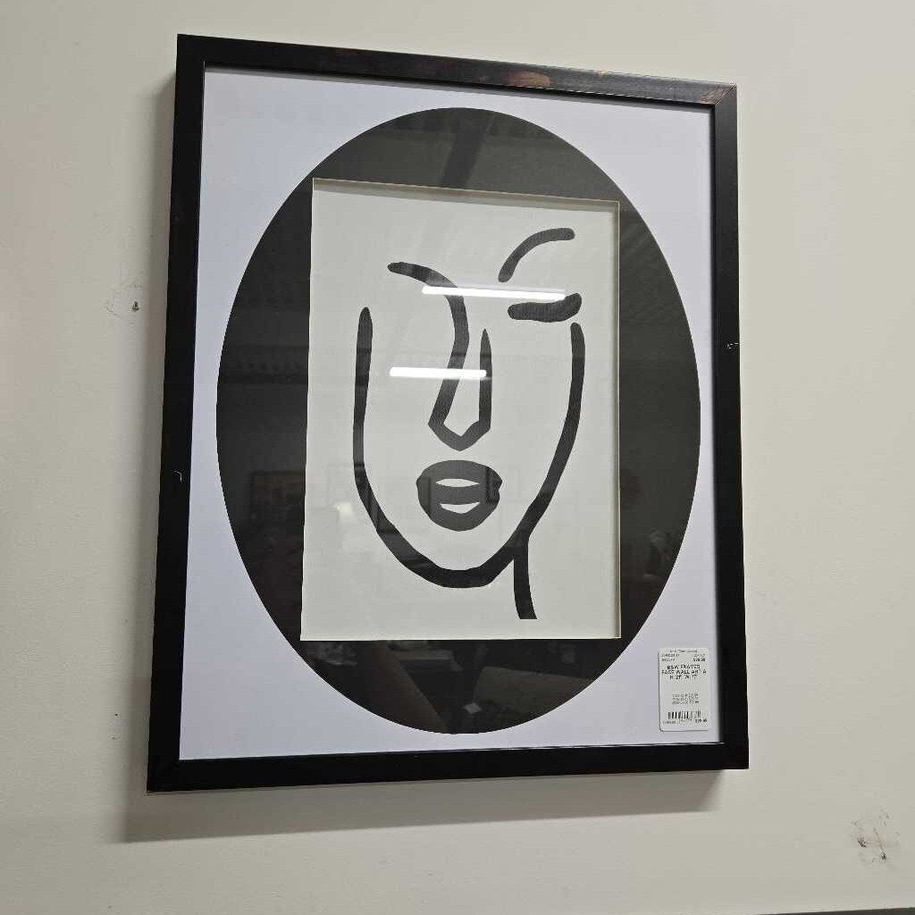 B&W FRAMED FACE WALL ART A