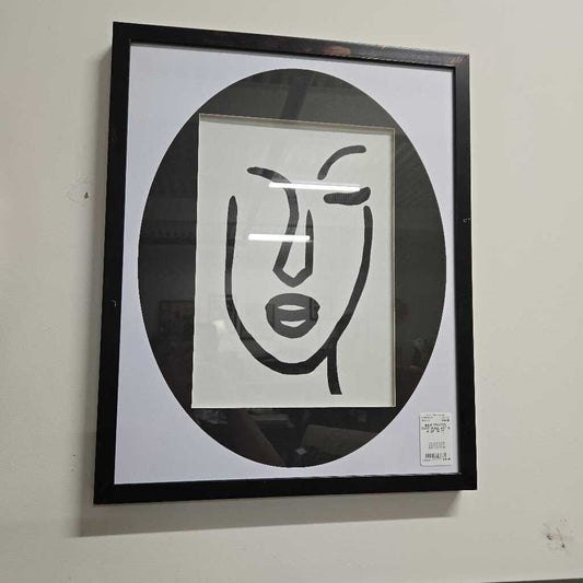 B&W FRAMED FACE WALL ART A