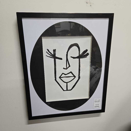B&W FRAMED FACE WALL ART B