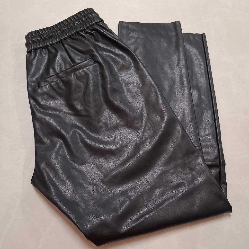 FAUX LEATHER TIE WAIST PANTS