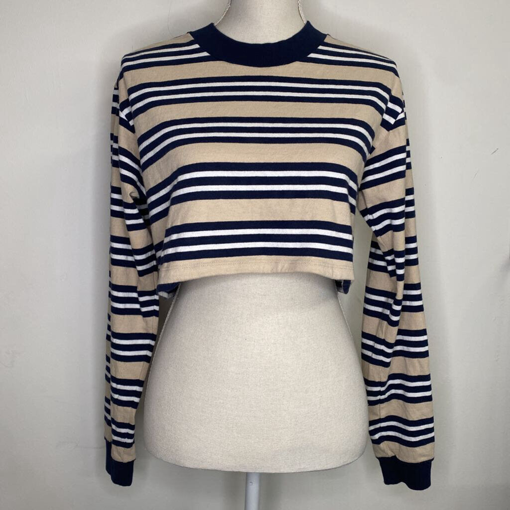 TNA - BLUE/WHITE/BEIGE STRIPED L/S SHIRT