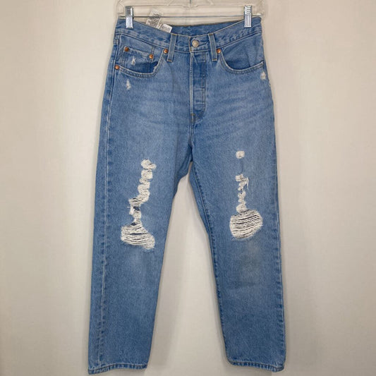 LEVI'S - BLUE HIGH-RISE RIPPED JEANS