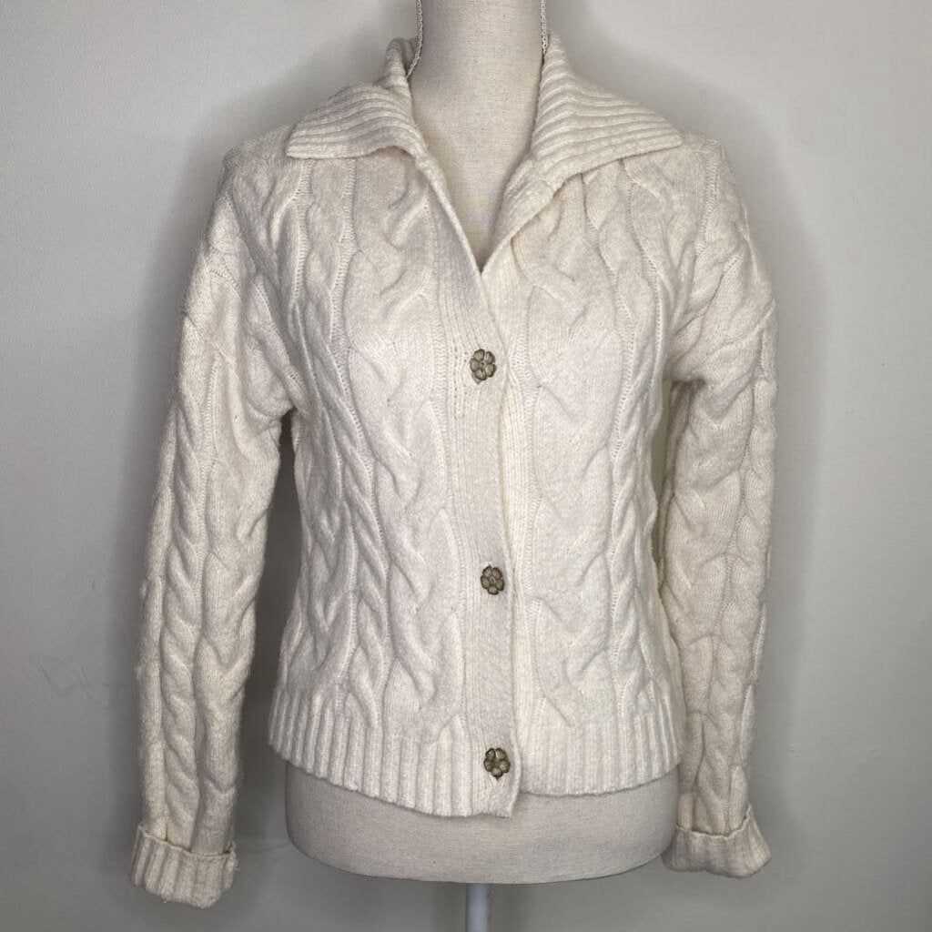 JESSICA SIMPSON - WHITE KNIT BUTTON-UP CARDIGAN